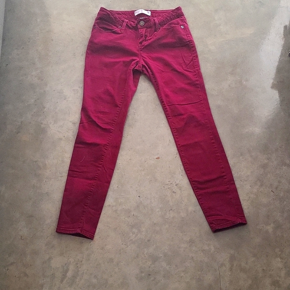 Maroon Denim Skinny Jeans